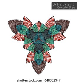 Sign with trefoil.Abstract geometric shape roughly hand drawn. Striped symmetrical geometrical symbol. Vector icon isolated on white. Tribal ethnic pattern design element.