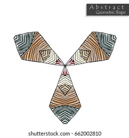 Sign with trefoil.Abstract geometric shape roughly hand drawn. Striped symmetrical geometrical symbol. Vector icon isolated on white. Tribal ethnic pattern design element.