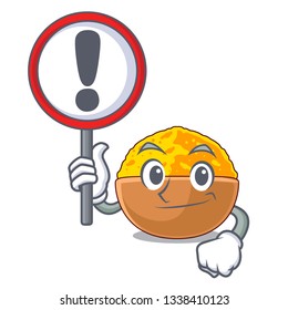 With sign turmeric powder isolated with the mascot