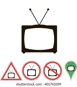 sign TV on white pointer