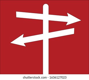 sign with two directions on a red background