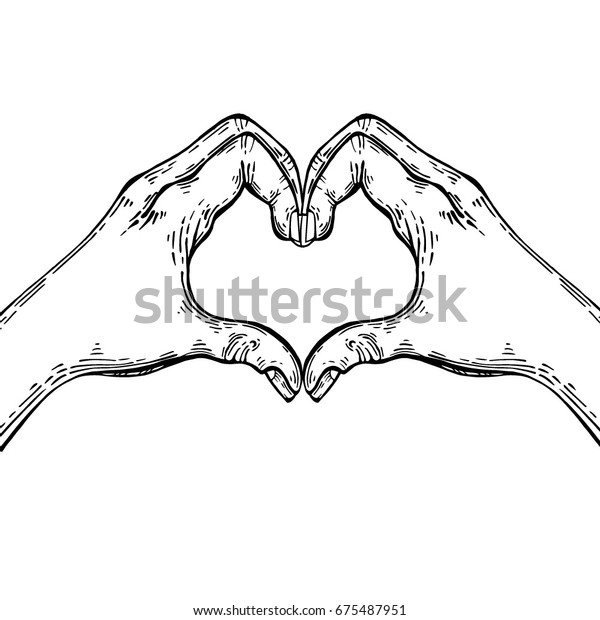 Image vectorielle de stock de Sign Two Hands Forming Heart On 675487951