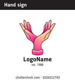 Sign of two hands, in line art style