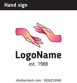 Sign of two hands, in line art style