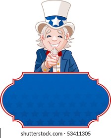 Firma con el tío Sam apuntando. Perfecto para una ilustración de EEUU o el 4 de julio.