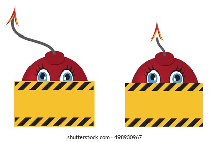 Sign under construction with cute bomb