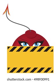 Sign under construction with hot bomb