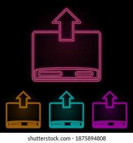 signo de descarga de la memoria color neon set. Línea delgada simple, vector de contorno de iconos web para ui y ux, sitio web o aplicación móvil