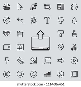 sign of unloading from memory outline icon. Detailed set of minimalistic line icons. Premium graphic design. One of the collection icons for websites, web design, mobile app on colored background