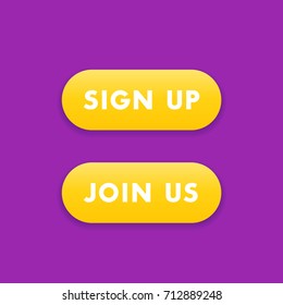 sign up, join us vector buttons