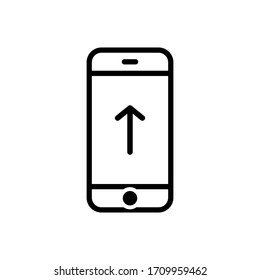 sign upload icon on screen smartphone. vector flat simple symbol