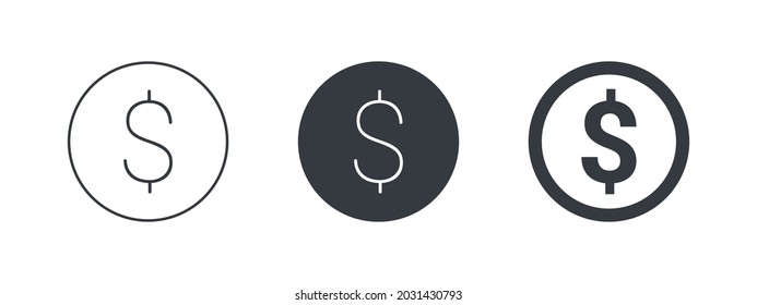 The Sign Of The U.S. Dollar Or Canada. The Sign Of The Canadian Or American Currency. Money Symbols Of The World. Vector Illustration