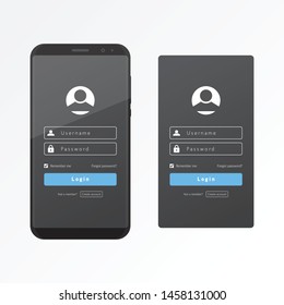 Sign in user interface and user experience with a smart phone for web log in vector design template
