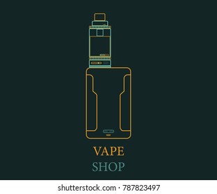 Sign of vape device, logo for shop. Vector illustration.