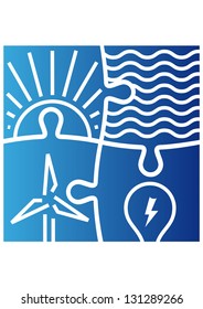 Sign of various ways to produce energy