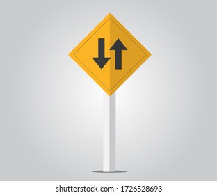 two-way traffic sign vector icon modern design  
