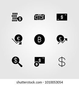Sign vector icon set. euro, pound sterling, dollar and money