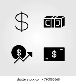 Sign vector icons set. coin, money and dollar