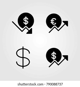 Sign vector icons set. coin, euro and dollar