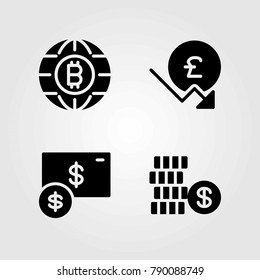 Sign vector icons set. coin, pound sterling and dollar