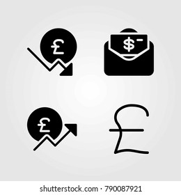 Sign vector icons set. dollar, pound sterling and money