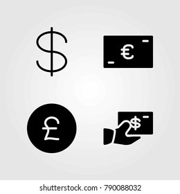 Sign vector icons set. dollar, euro and pound sterling