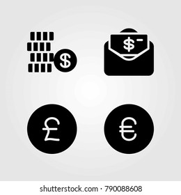 Sign vector icons set. dollar, money and pound sterling