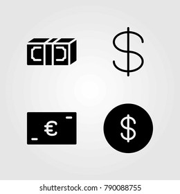 Sign vector icons set. dollar coin, coin and money