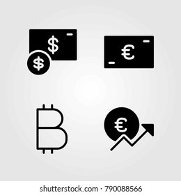 Sign vector icons set. euro, coin and dollar