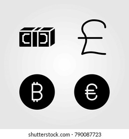 Sign vector icons set. money, coin and pound sterling
