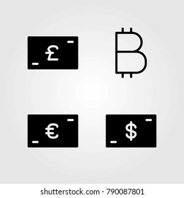 Sign vector icons set. money, euro and coin
