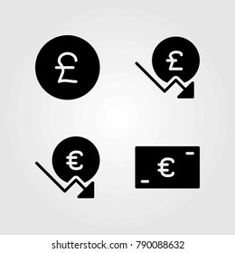 Sign vector icons set. pound sterling and euro