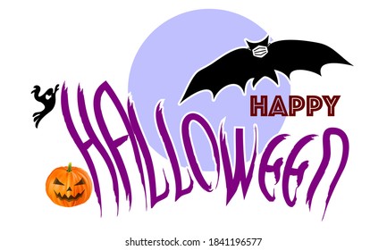 Sign vector illustrations Happy halloween text banner.
