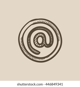 No sinal ícone de esboço de vetor isolado no plano de fundo. Ícone de sinal de 'Em' desenhado à mão. Ícone de esboço de sinal para infográfico, site ou aplicativo.