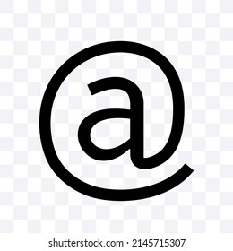 At sign. Vector symbol isolated on transparent background. Vector clipart.