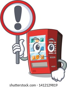 With sign vending machine in the cartoon shape