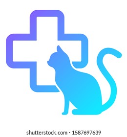 Sign of the veterinary clinic. The logo with the cat.