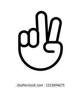 Sign of victory. The gesture of the hand. Two fingers raised up. Vector illustration.