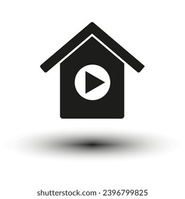 Sign video hosting with house symbol. Vector illustration. EPS 10.