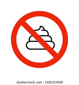 Sign of Walking of Pets is Prohibited. No pooping vector symbol. Shit in Red Circle