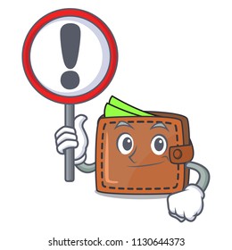 With sign wallet character cartoon style vector illustration