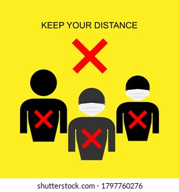 Sign Or Warn For Social Distancing Keep Your Distance 1 Meter Icon. Vector Illustration Eps 10 Easy To Edit. 
