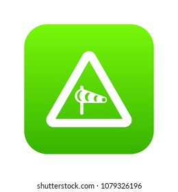 Sign warning about cross wind from the left icon digital green for any design isolated on white vector illustration