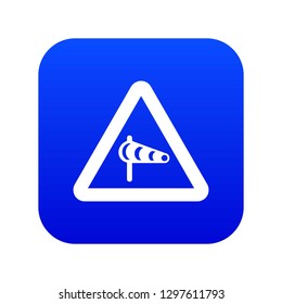 Sign warning about cross wind from the left icon digital blue for any design isolated on white vector illustration