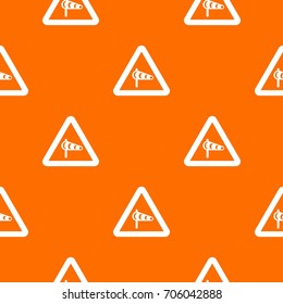 Sign warning about cross wind from the left pattern repeat seamless in orange color for any design. Vector geometric illustration