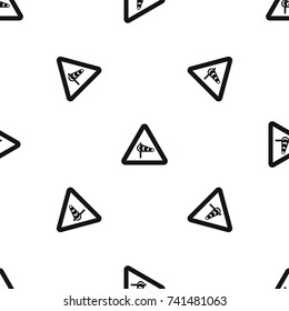 Sign warning about cross wind from the left pattern repeat seamless in black color for any design. Vector geometric illustration