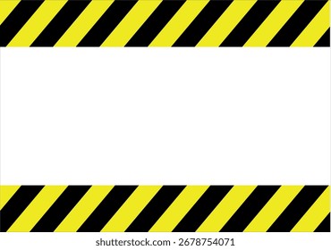 Sign and warning sign consisting of yellow bars with black diagonal stripes and text space in the center	