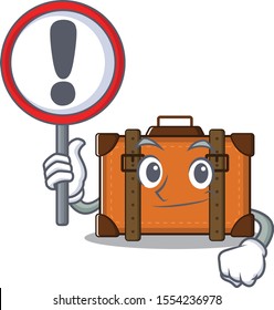 with sign warning cute suitcase with the cartoon shape