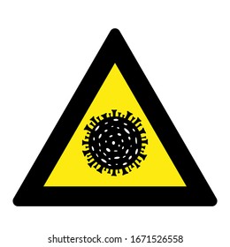 Sign warning and danger virus. Pandemic medical concept with dangerous cells. Vector illustration isolated on white background.