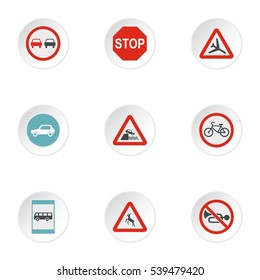 Sign warning icons set. Flat illustration of 9 sign warning vector icons for web